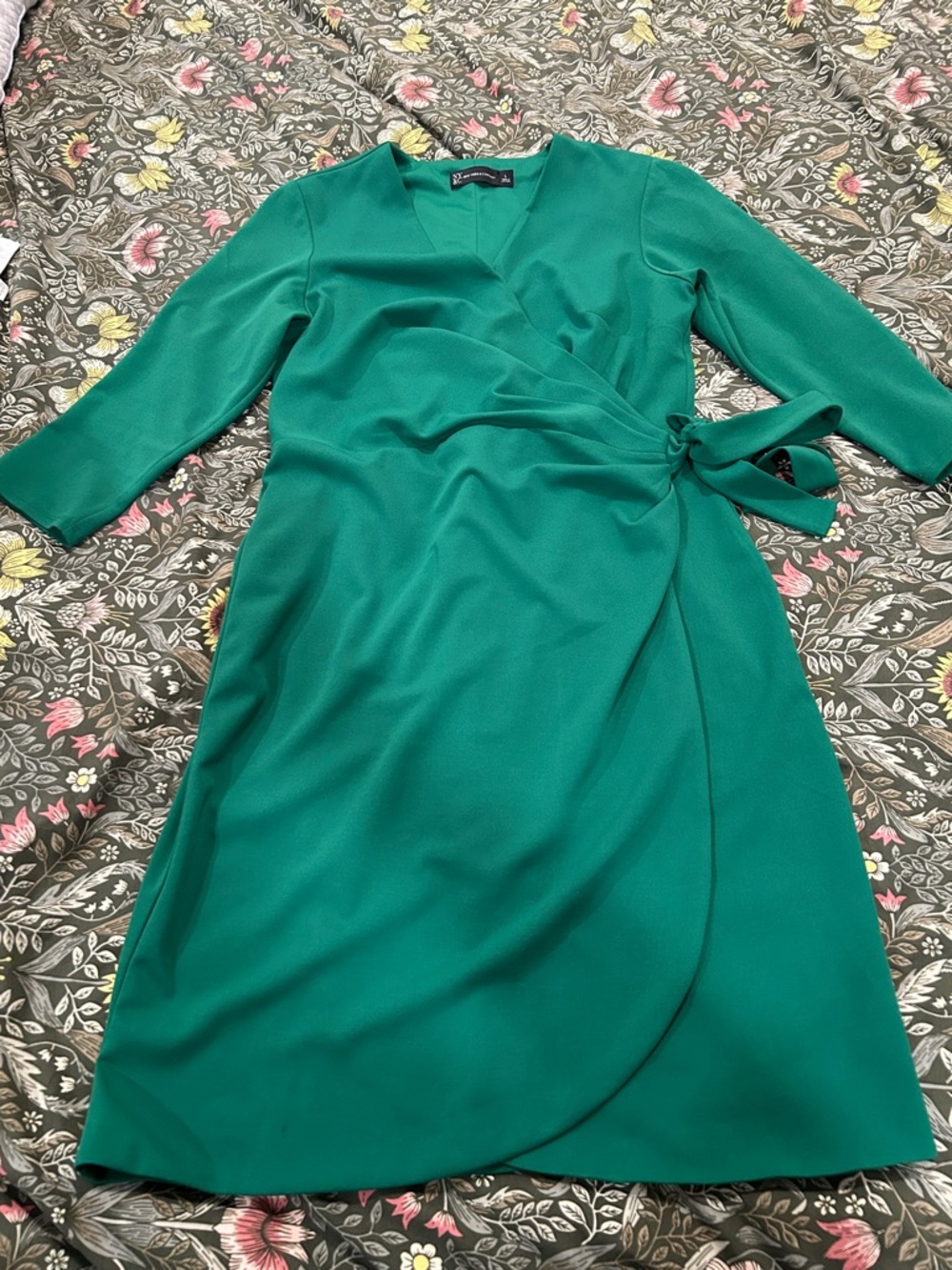 New York & Company Emerald Green Wrap Midi Dress